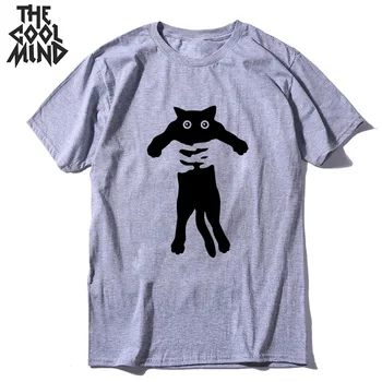 COOLMIND bombaža, kratek rokav kul smešno mačka ptinr moški majica s kratkimi rokavi priložnostne svoboden moški tshirt svoboden t-shirt moški tee majice, vrhovi