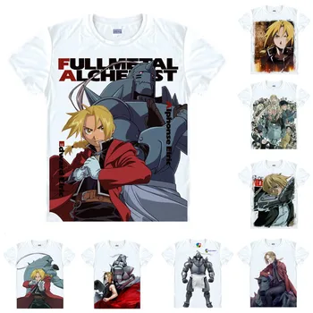 Coolprint Anime Majica Fullmetal Alkimist iz Jekla, T-Majice Multi-slog Kratek Rokav Edward Elric Alphonse Cosplay Motivs Majice