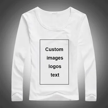 Custom Print Dolg Rokav T-shirt za Ženske DIY Sliko, Logotip, Besedilo, Vrh Tees Velikost S-3XL Modal Prenos Toplote Proces