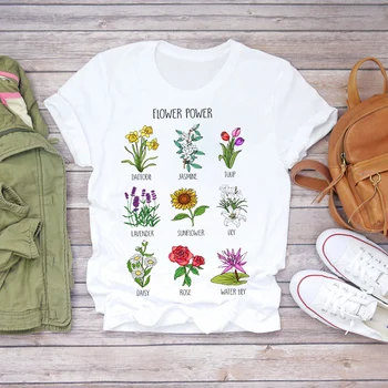 Cvetlični Cvetlični vrhovi ženske 2020 femme majica s kratkimi rokavi ženske obleke, ženske ženski Graphic tee camisetas mujer
