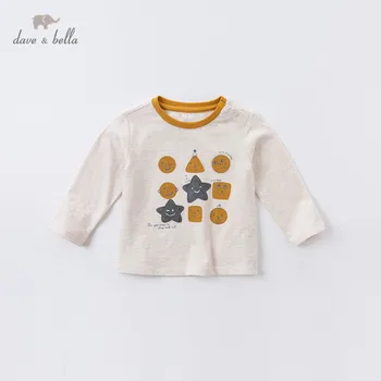 DBA14646 dave bella jeseni baby fantje lep risanka print majica s kratkimi rokavi otroci vrhovi fantje moda otroci moda tees