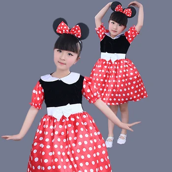 Dekleta Božič Minnie Obleko Obleko In Glavo Mickey Pustni Rojstni Dan Otrok Kostum Obleko Gor Modno Lok Pike Oblačila
