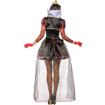Deluxe Rdeča Kraljica Kostum Cosplay Za Ženske Obleka Za Halloween Kostumi Za Ženske Odraslih Karneval Stranka Obleko