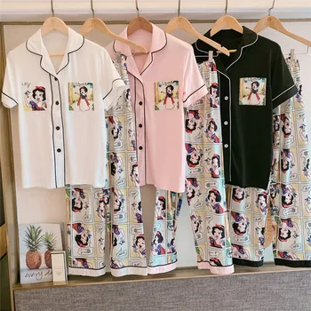 Disney Dekle, Princesa pižamo risanka srčkan jopico kratka sleeved hlače sladko študent mleka bombaž domov storitev pižamo set