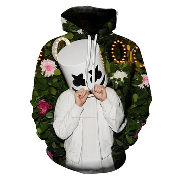 DJ Marshmallow po Meri Hoodie Moški Ženske Bar Glasbe Stranka Marshmallow Masko, Kostum Cosplay