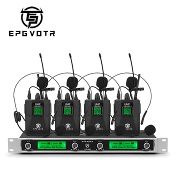 EPGVOTR 4 Kanali, UHF Brezžični Lavalier Mikrofon EP-400 s 4 Bodypack Oddajniki za Fazo Cerkev Družini Stranka 60 Metrov