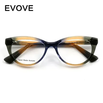 Evove Mačka Oči Očala Ženske Pisane Acetat Očal Okvir Ženska High-end blagovna Znamka Modnih Ponaredek Očala Očala za Optično