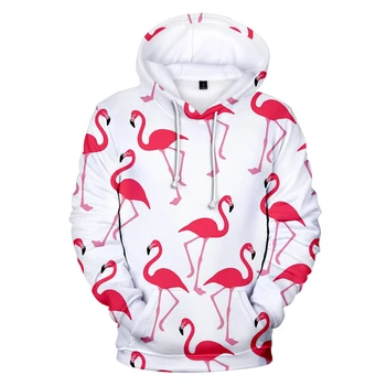 Flamingo Hoodies Krog Vratu Majica Modni Trend Slog, Nov 3D Poliester Unisex Materiala Priložnostne Puloverji Hooded Visoke Kakovosti