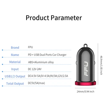 FPU 30W Hitro Polnjenje 4.0 3.0 USB Avto Polnilec Za Xiaomi Mi iPhone 11 Pro Max QC4.0 QC3.0 QC 5A Hitro PD Telefon Adapter za Polnilnik