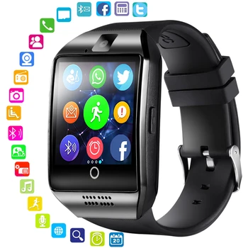 FXM Bluetooth Smart Moški Gledajo Moški Digitalni Watch V18 Z Zaslonom na Dotik Velike Baterije Podpira TF Kartice Sim Fotoaparata za Android Telefon