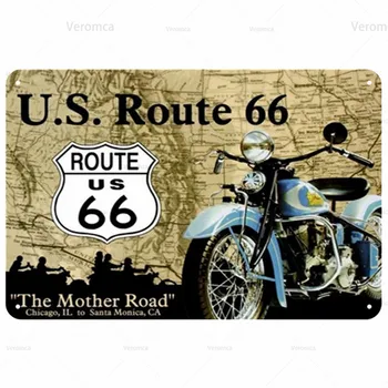 Garaža Motocikel Route 66 Plaketo Kovinski Letnik Tin Prijavite Plakat Pin Up Dekor za Bar, Garaža Olje Postaja Visoke Hitrosti Področje Storitev