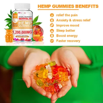 GreenPeople Konoplje Gummies Apple Okus Premium 1,200,000 Mg Antidepresiv Tlaka Pomaga Spati, Bogata Z Vitamini&Omega 3-6-9
