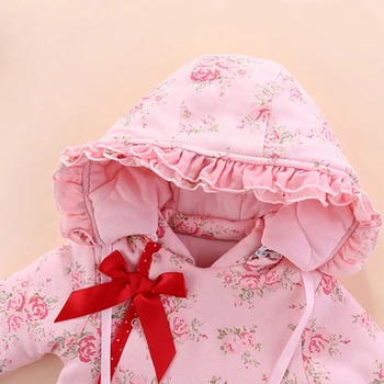 IYEAL Princesa Newborn Baby Dekleta Toplo Hooded Bombaž Romper Dolgimi Rokavi Jumpsuit Obleko Oblačila