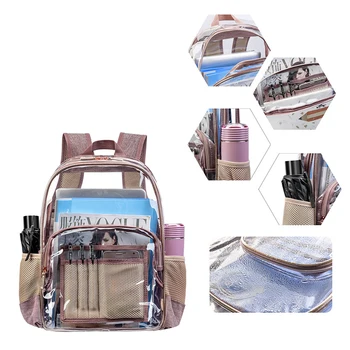 Jasno nahrbtnik za ženske šolske torbe najstnice plaža počitnice nepremočljiva 15-palčni prenosnik pregleden nahrbtnik velika zmogljivost