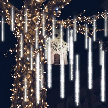 Kaslam 30 cm 50 cm 8 Cevi Nepremočljiva Meteor Tuš Dež Niz LED Luči Prostem Božično Dekoracijo za Dom Drevo EU/ZDA Plug