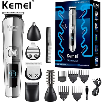 Kemei Professional Hair Trimmer Nepremočljiva 6 v 1 Las Clipper Električni Sušilnik za Rezanje Brado trimer Telo Moških Frizuro