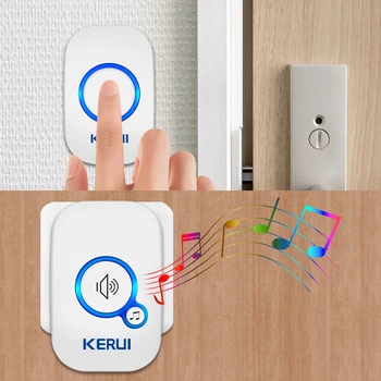 KERUI Brezžično Smart Zvonec Home Security Alarm Dobrodošli Zvonec LED Luči 32 Pesmi z Nepremočljiva Gumb za enostavno Namestitev