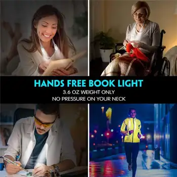 Knjiga Luč Prenosna Polnilna 4 LED Branje Svetlobe z 2 Prožno, Mehko Silikonsko Roke USB Kabel za Branje/Tek/Hoja