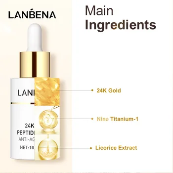 LANBENA 24K Gold Peptid Anti Aging Obraz Serum Privijte Proti Gubam za Beljenje Hranljiva Izboljšanje Fine Linije, Učvrstitev Kože, za Nego