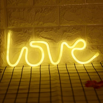 Led Nočna Lučka Baterije Polnjenje prek kabla USB Ljubezen Dekorativne Črke valentinov Predlog svate, Dekoracijo Ljubezen Neon Luči