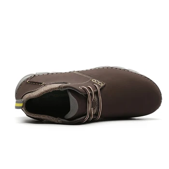 LINGGE Rjavega Usnja Moške Čevlji, Pomlad Design Čevlji Chukka Škornji Za Moške, Ročno izdelan Modni Škornji #5327-10