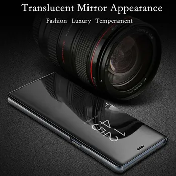 Luksuzni Ogledalo Primeru za Huawei Honor 8X Primeru Jasen Pogled Projekcijska Stojala PU Usnja Kritje Huawei Honor 8X Max Primeru