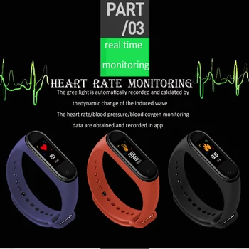 M4 Pametna Zapestnica Fitnes Tracker Sport Watch Band 4 Srčni utrip, Krvni Tlak Monitor Zdravje Manšeta Za XiaoMi IOS Telefon