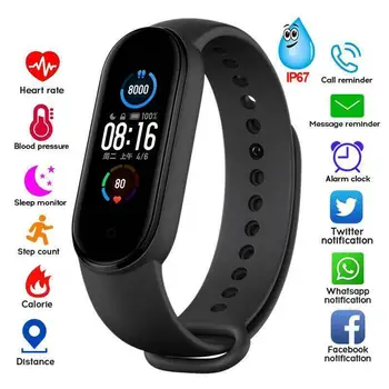 M5 Pametno Gledati Moški Ženske Srčnega utripa, Krvnega Tlaka, Fitnes Tracker Smartwatch Pasu 5 Šport Pazi Za IOS Android
