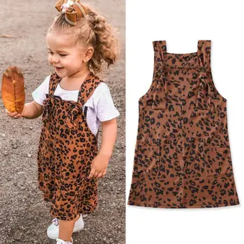 Malčka Otroci Dojencek Dekliška Oblačila Leopard hlače z Oprsnikom Oklepaji Kombinezon Obleke Obleko 2020 Baby Poletnih Oblačil 1-6Y