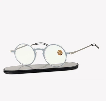 Manhattan obravnavi očala + Milano anodiziranega aluminija, magnetni primeru | Krogu črni okvirji Presbyopia Bralec Daljnovidnost Očala