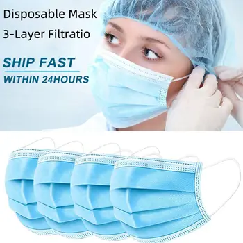 Medicinske Masko za Enkratno uporabo Obraz, Usta Masko Non-woven Filter Anti Medicinski Potrošni Masko 3-Zaščitne Plasti Odraslih Modro Masko