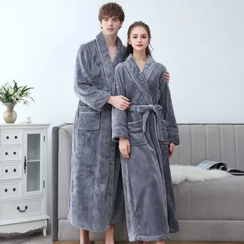 Mehko Nightdress Ljubitelje Sleepwear More Priložnostne Flanela Kimono Kopalni Plašč Obleke Pozimi Toplo Nightgown Intimno Perilo, Homewear