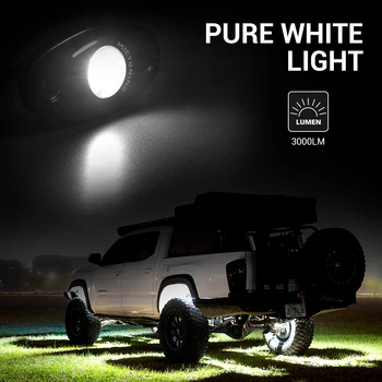 MICTUNING LED Rock Lučka 4 Stroki Bela vodoodporna LED Neon Underglow Svetlobe z Napeljave za Avto, Tovornjak ATV UTV SUV Offroad Čoln