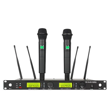 Mikrofon Najboljše Kakovosti KU-93 Štiri antene Strokovni Stopnji Uspešnosti dvojni kovinski ročni karaoke Brezžični mikrofon
