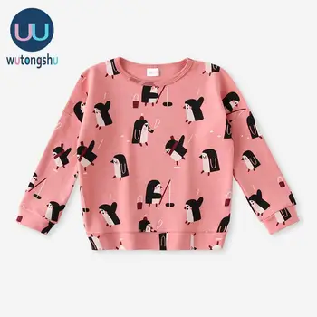 Moda Malčka, Girl Obleke, Kompleti Bombaž Jeseni, Pozimi Baby Girl Obleke Tshirts Pulover Pingvin Vzorec Otroci Hlače Obleka