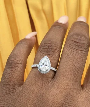 Moda S925 Sterling Silver Obroči Za Ženske Poročne Poroko Kvadratnih 4ct Nakit Diamantni prstan Posla 18K Belim Zlatom Anillos