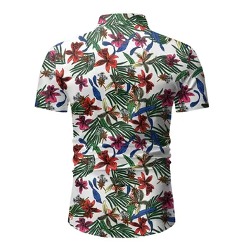 Moda za Moške Priložnostne Poletje Cvjetnim Natisne Gumb Kratek Rokav Havajske Majice, Vrhovi Retro Svoboden Plaži Plus Velikost Oblačila#g3