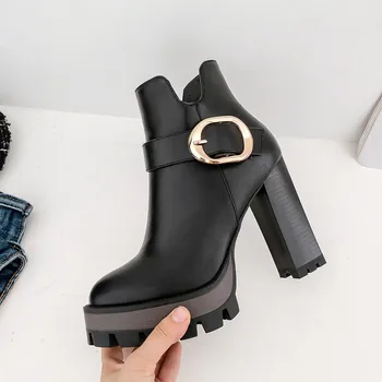 MORAZORA 2020 nov modni visoke pete platforma čevlji ženska, čevlji krog toe sponke jeseni, pozimi škornji za ženske big velikost 42