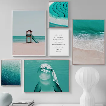 Morje Dolphin Beach Ribe Ponudbe Wall Art Platno Slikarstvo Nordijska Plakatov In Fotografij Stenske Slike Za Dnevno Sobo Art Natisne Dekor
