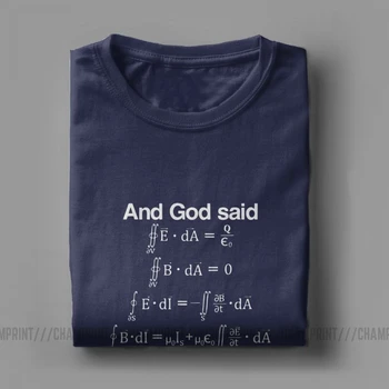 Moške In Bog je Rekel maxwellovih Enačb T Shirt Znanosti Fizika Geek Majice Matematike Vrhovi Enačbo Nerd Cotton Tee Majica