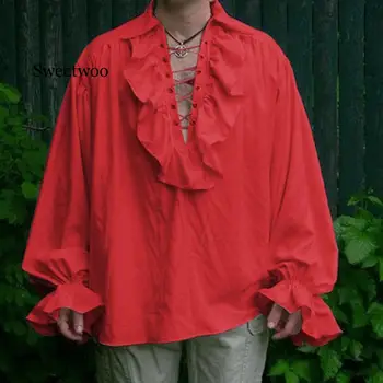 Moški Povoj Long Sleeve Majica Gothic Človek Bluzo plus velikost majice