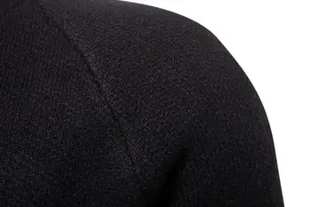 Moški Pulover Casual Jeseni Toplo Solid Black Puloverji Oblačila