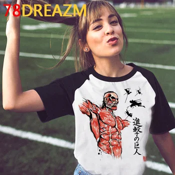 Napad na Titan t-shirt femme ulzzang ulične tiskanja estetske t shirt poletnih vrh grafični tees ženske estetski