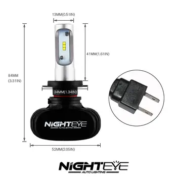 Nighteye Led H7 8000LM 50 W 6500K Avto LED Žarometi Belo Meglo 9005 HB3 9006 HB4 Meglo Žarnice