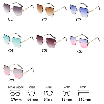 Nova Moda Rimless Gradient Sončna Očala Ženske 2020 Luksuzne Blagovne Znamke Brez Okvirjev Kvadratnih Očala Za Sonce Jasno, Modre Odtenke Dropshipping