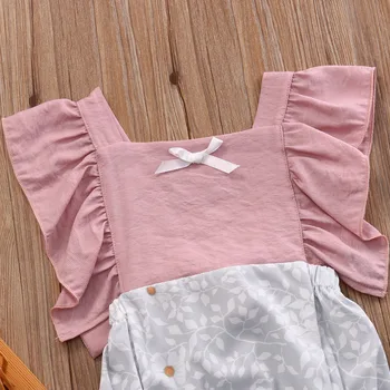 Novo Ruffles mozaik Otroška oblačila Novorojenega Dojenčka Baby Dekle Jumpsuit Romper Sunsuit Enega Kosa Oblačila 0-2T
