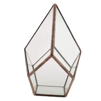 Okrasni - Steklo cvet vazo, jasno, geometrijske oblike, Fantasy, home / poroka ornament, Cuivre, 12 x 12 x 17 cm