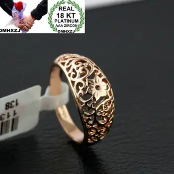 OMHXZJ Debelo Evropska Modna Ženska Človek Stranka Poročno Darilo Votlih Cvet 18KT Rose Gold Ring RR548