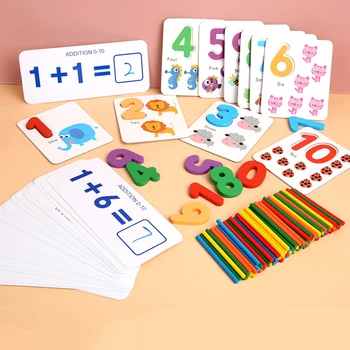 Otroci Matematike Igrače Lesa Aritmetično Igrača Digitalni Seznanjanje Kartice s Štetjem Palice Vrtec Vrtec Igrače za Otroke, Dekleta Boy
