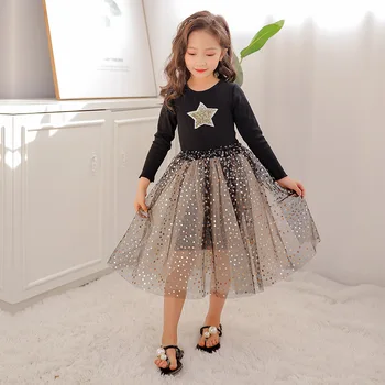 Otroci Obleke za Dekleta Obleke Teen Dekleta Princesa Obleko 2021 Pomlad Očesa Mozaik Star Dolg Rokav Chilren Kostum, 8, 10 Let
